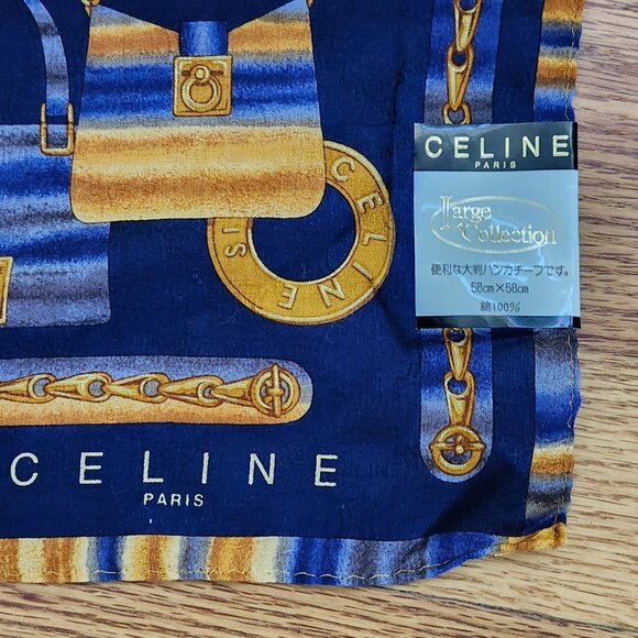NWT - Vintage CELINE PARIS Large Collection Scarf Handkerchief Cotton Authentic - Picture 2 of 4